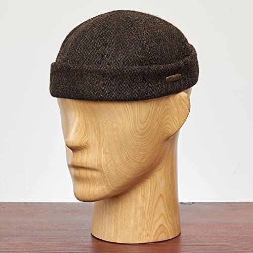 כובע Docker Sterkowski | האריס טוויד טוויד הסקוטי האמיתי לגברים ונשים | כובע גולגולת צמר טהור מסורתי